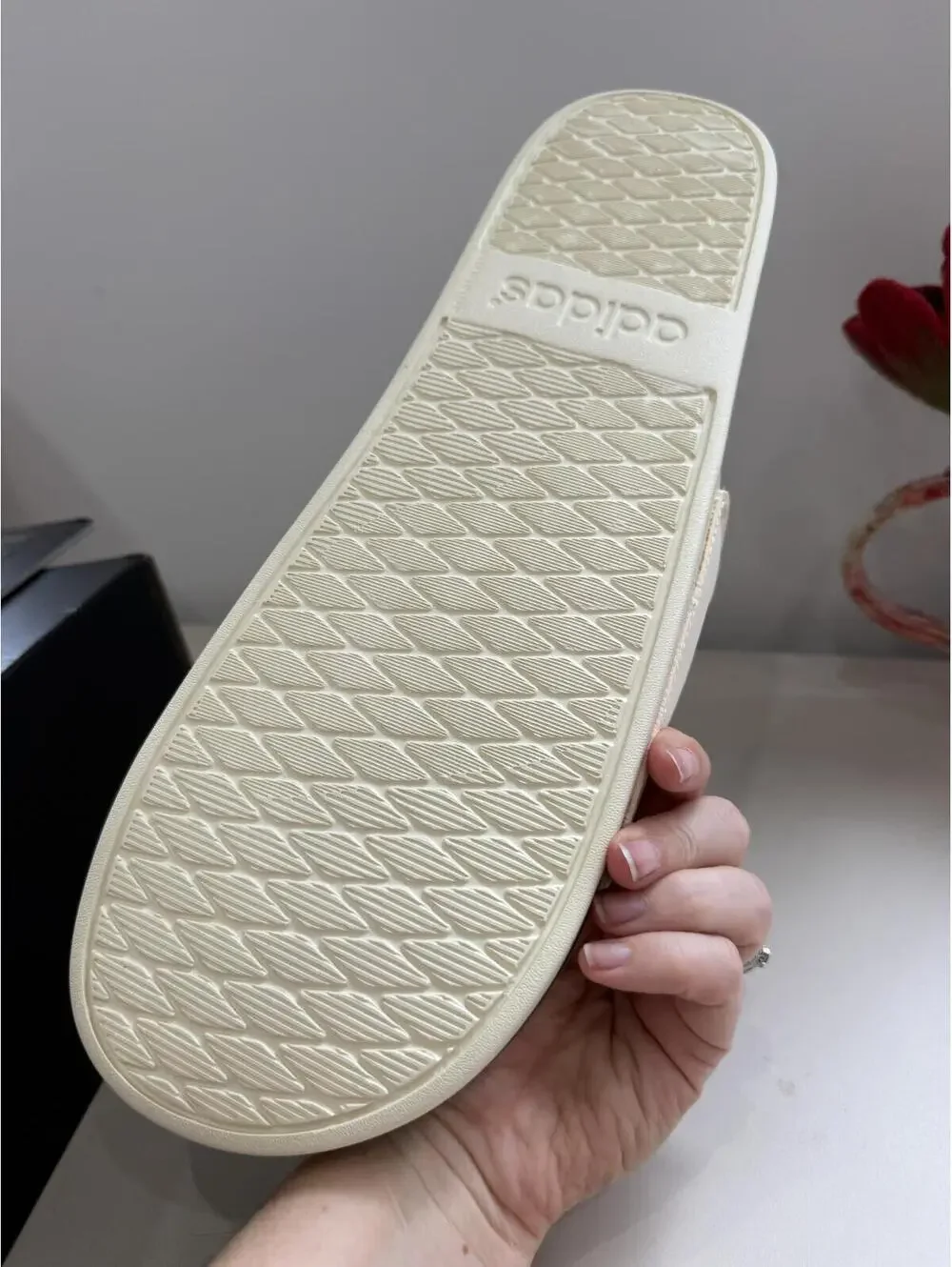 Adilette Slide Sandals with Green and Cream Stripes Men's Size 18